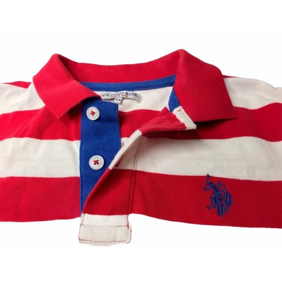 US Polo Association Polo Shirt Red White Stripe 8 - Picture 3 of 11